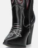 XYLIA - black camperos with white-red embroidery