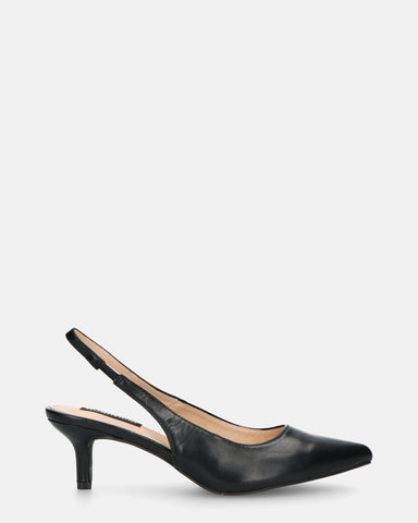BEVERLIE - black eco-leather heeled pumps