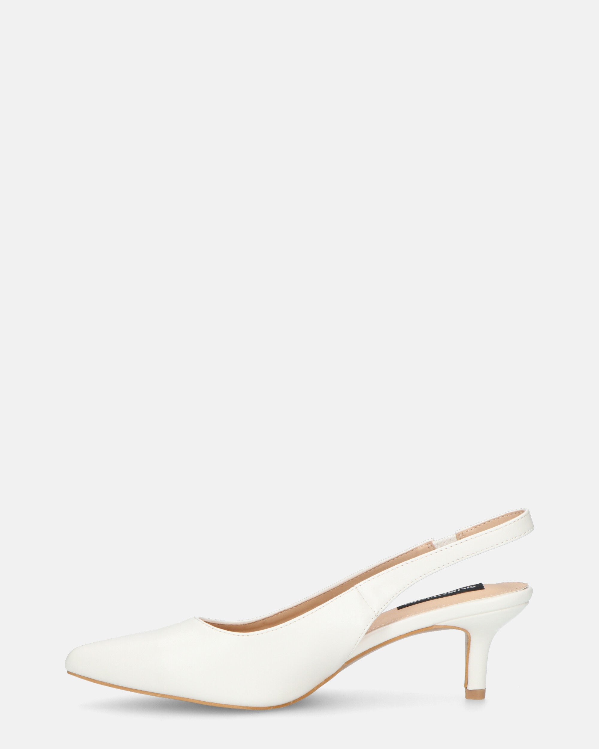 BEVERLIE - white eco-leather heeled pumps