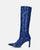 CAROLINE - long heeled boots in blue snake