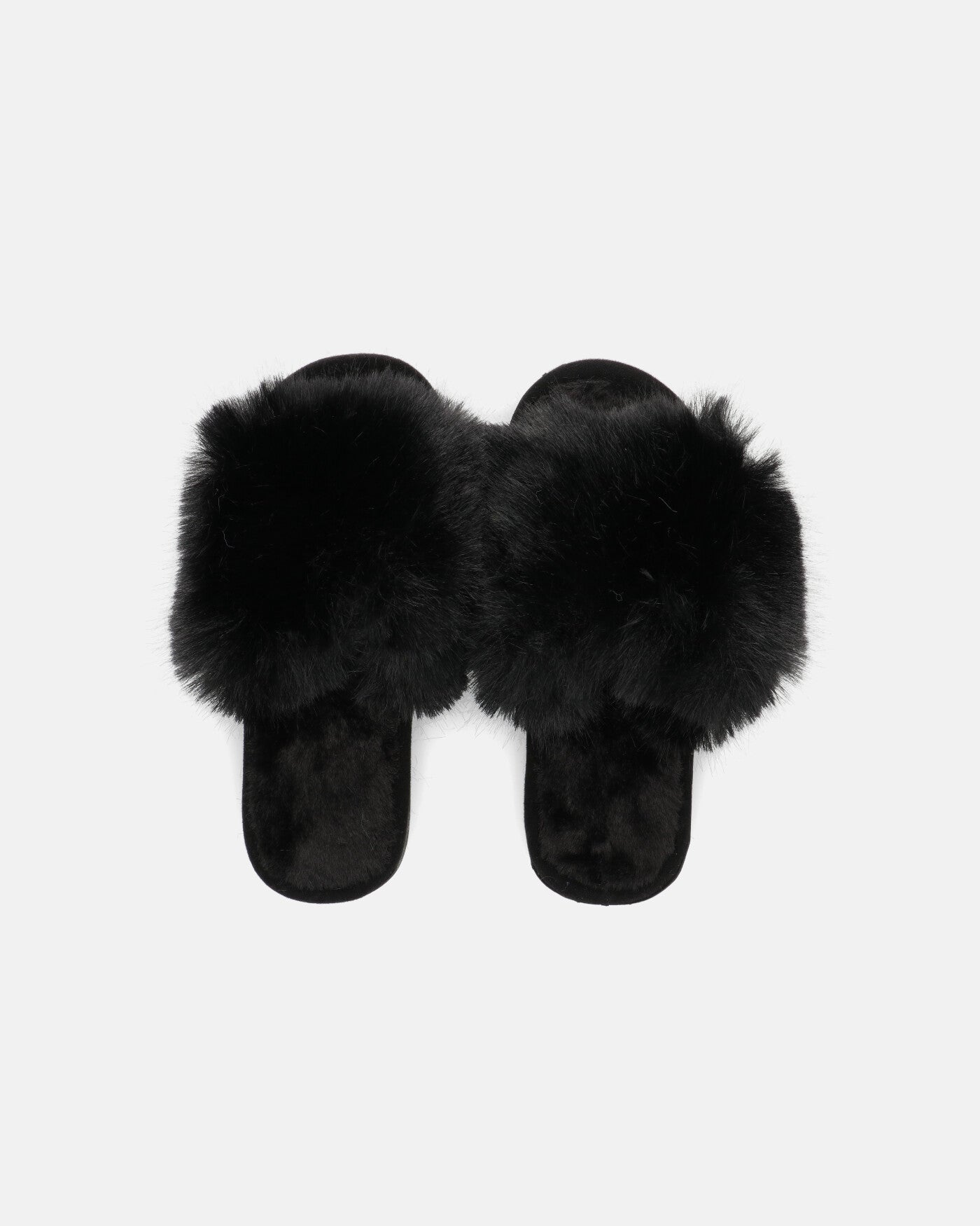HAMA - black fur open toe slippers