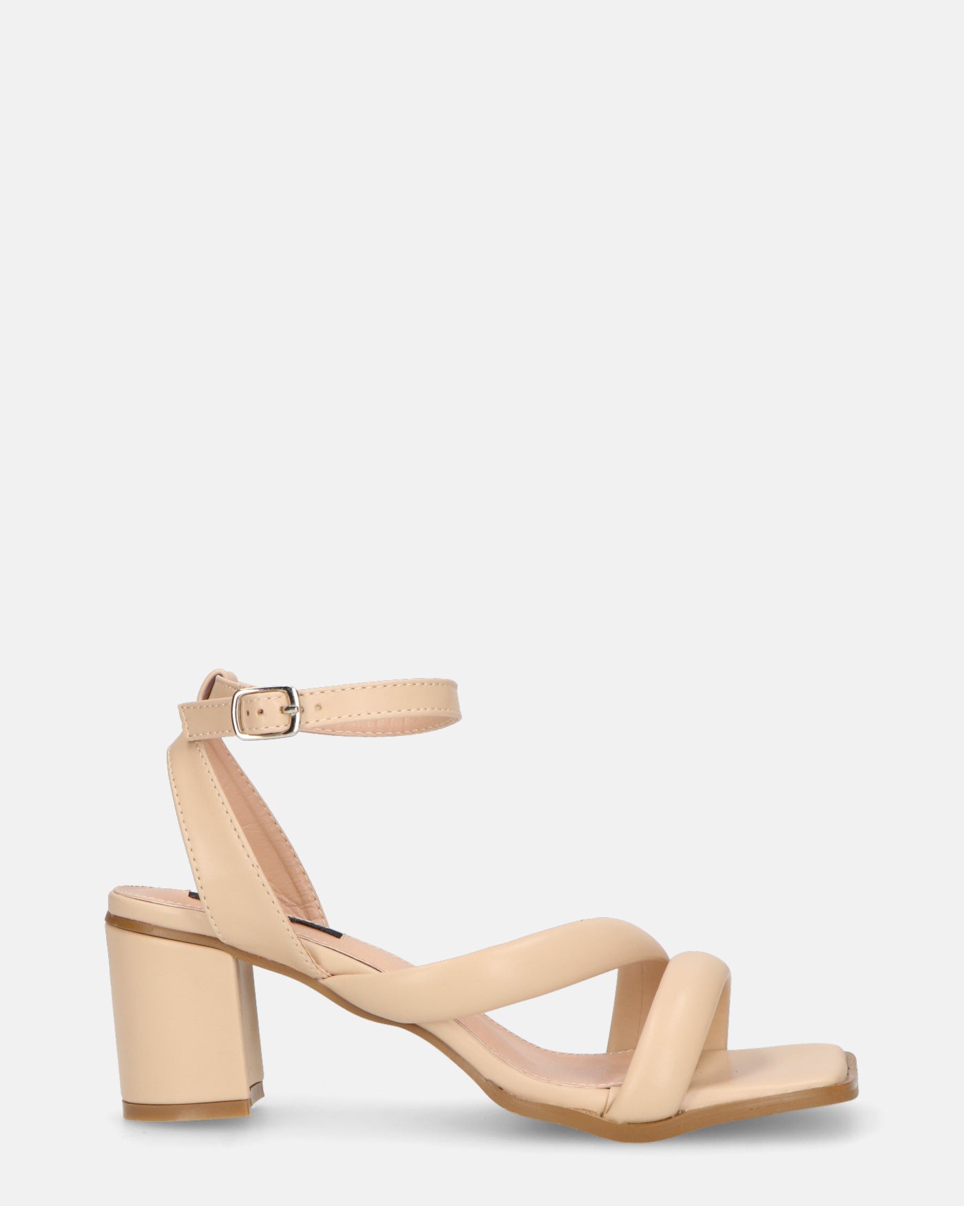 HIROE - beige eco-leather heeled sandals with strap