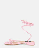 JHULLY - flat sandals in pink eco-leather with laces