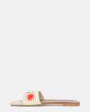 MARILIA - light beige slippers with embroidered decorations and brown sole