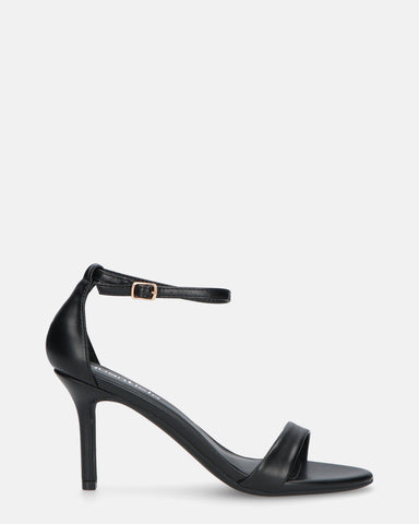 ONA - black eco-leather stiletto heel sandals with strap