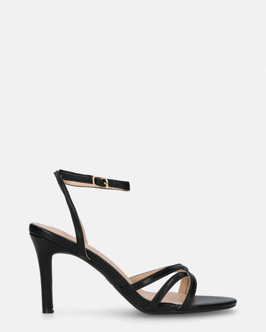 PHENYO - black high heels with strap and beige sole