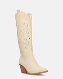 SIRIA - light beige suede camperos with decorations on the upper