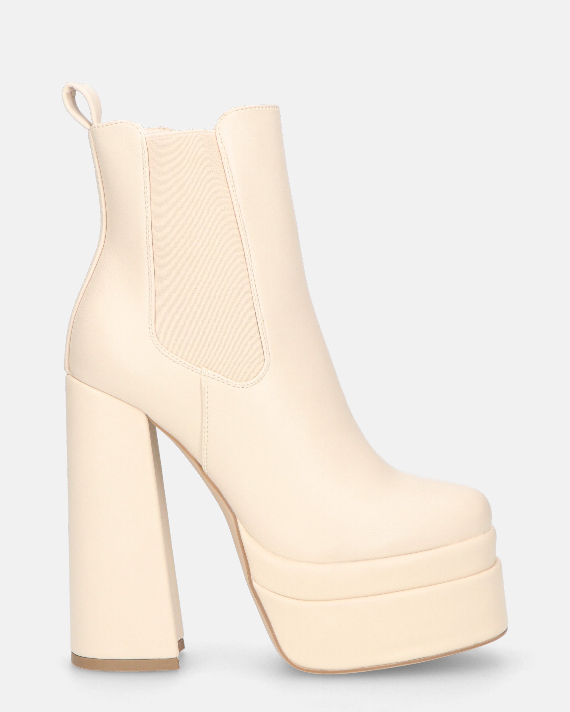SOLEDAD - beige PU high heel ankle boots