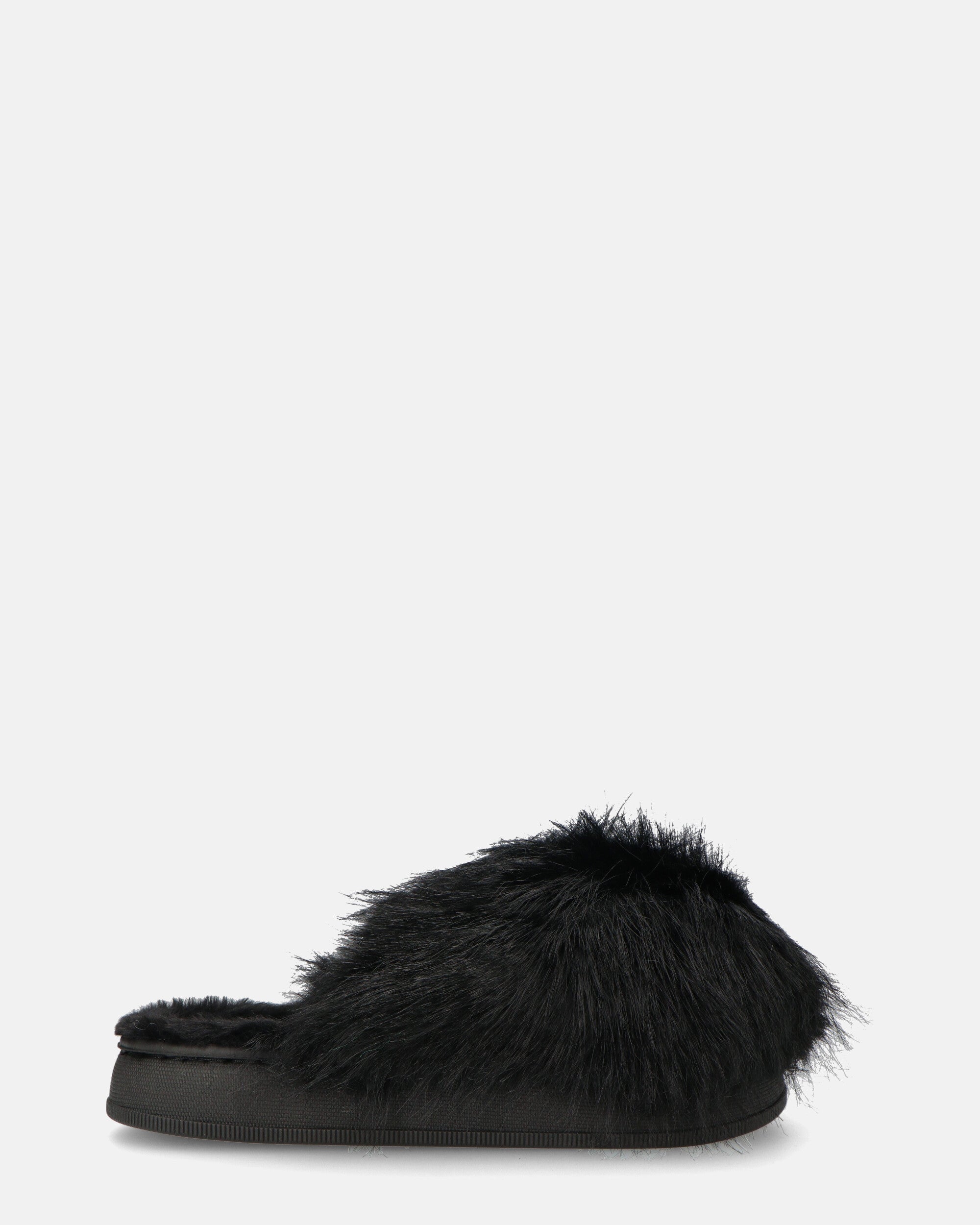STAFFI - black fur slippers