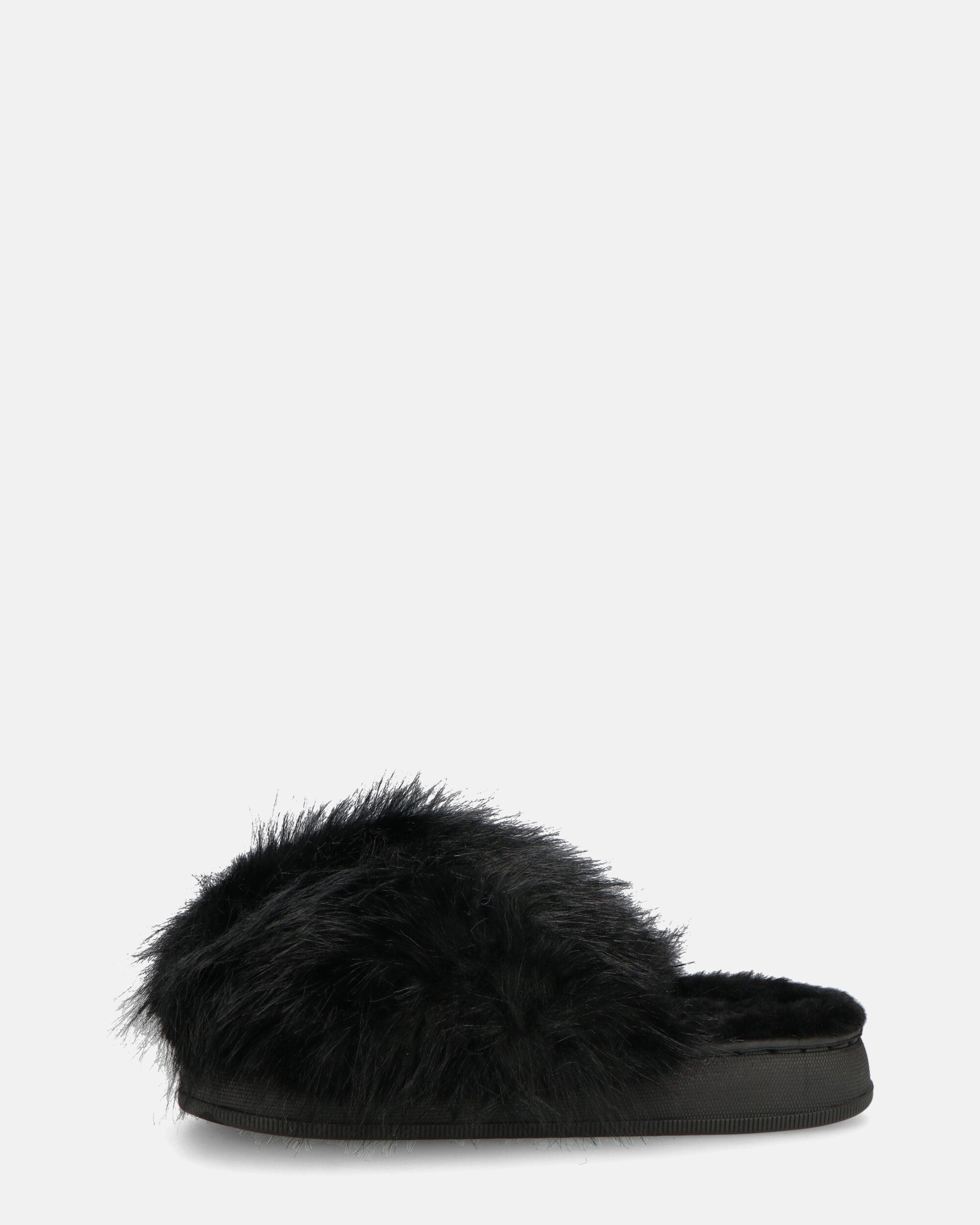 STAFFI - black fur slippers