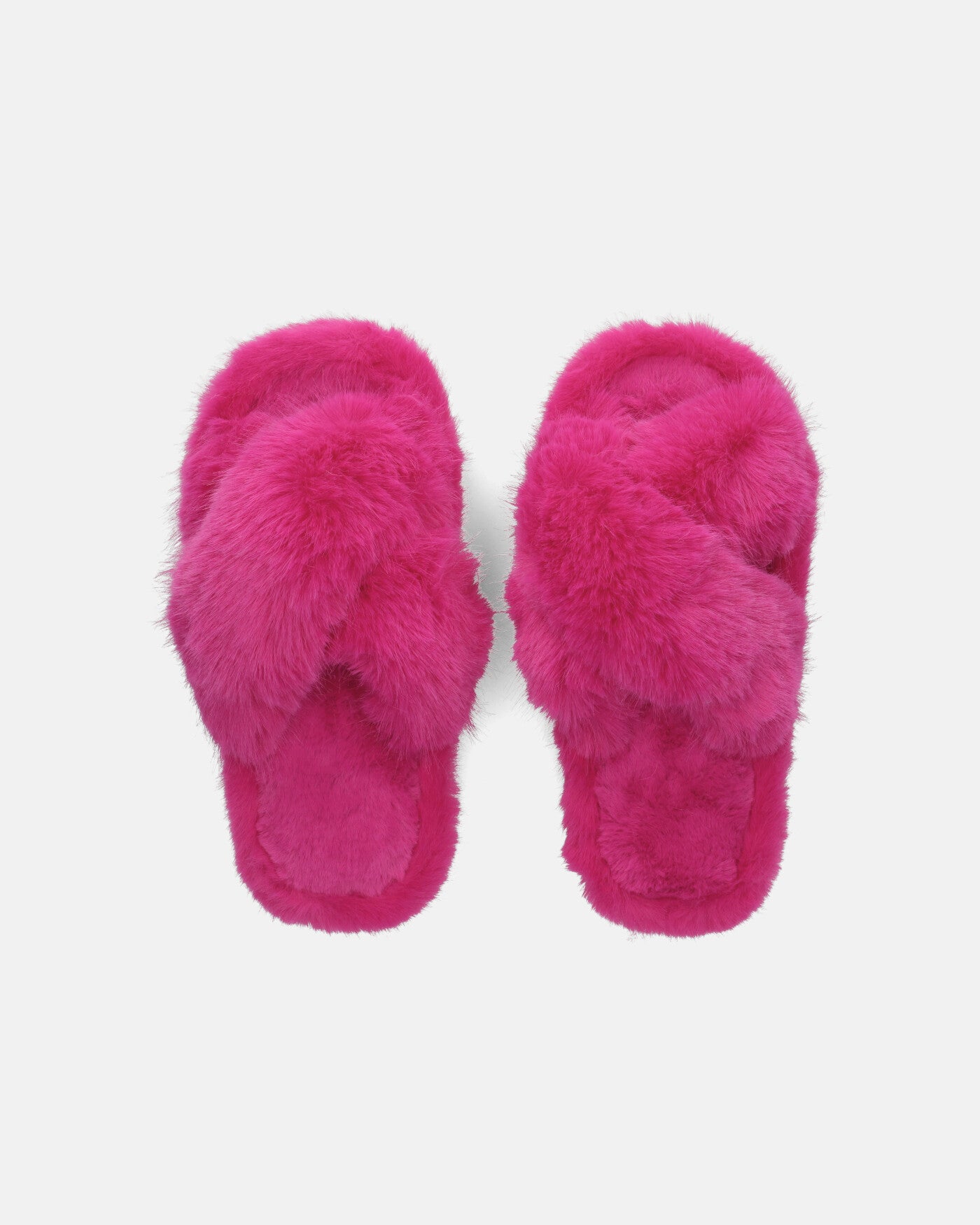 SUZUE - fucsia fur open toe slippers