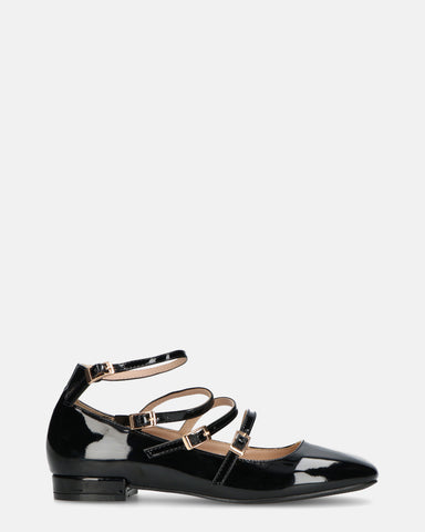 ZAWE - black glassy sandals with straps