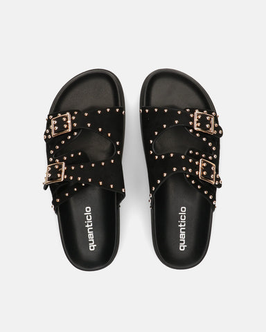 ZULLY - black platform sandals with golden studs