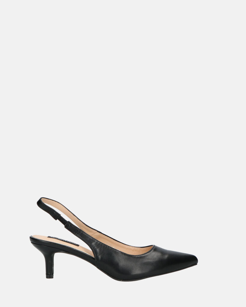 BEVERLIE - black eco-leather heeled pumps