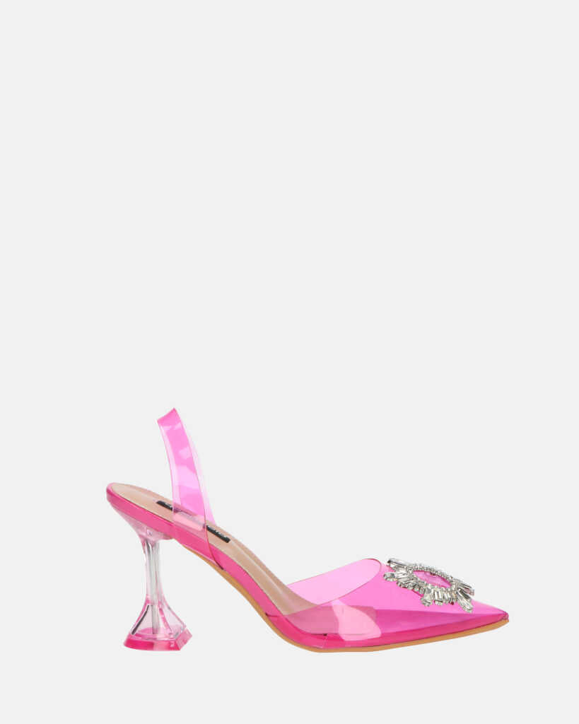 KENAN - violet perspex shoes with gemstone decoration on the toe