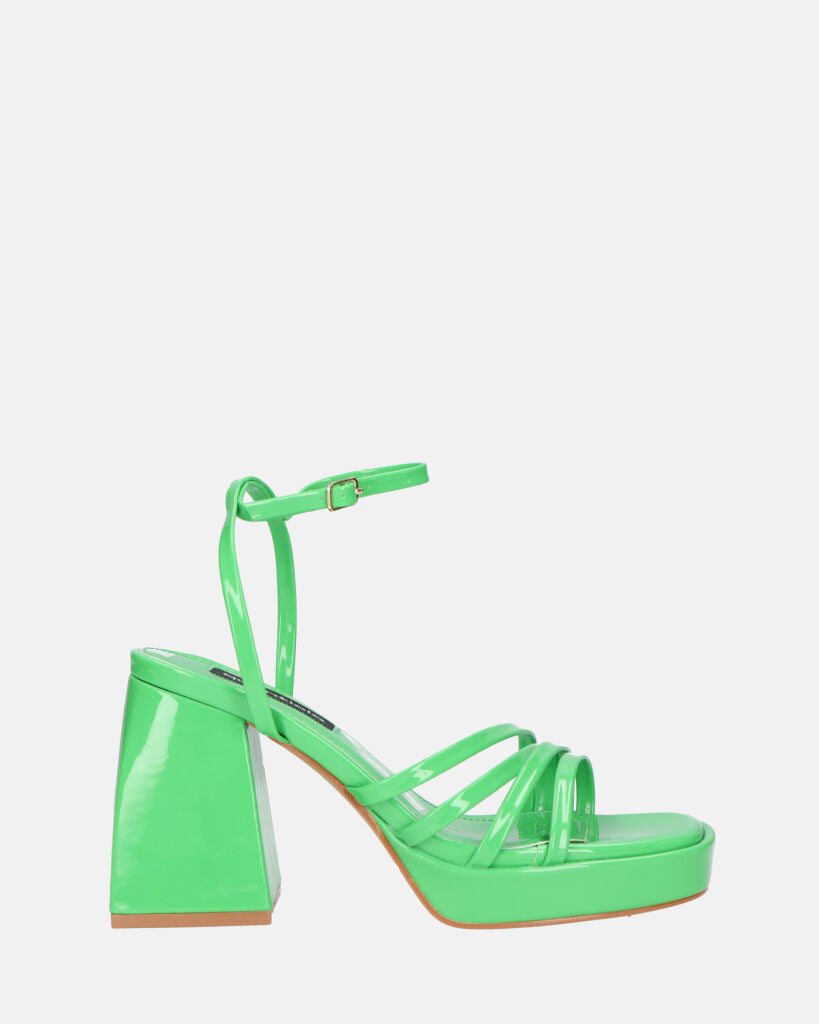WINONA - green glassy sandals with squared heel