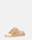 MIDORI - beige slippers with fur and suede