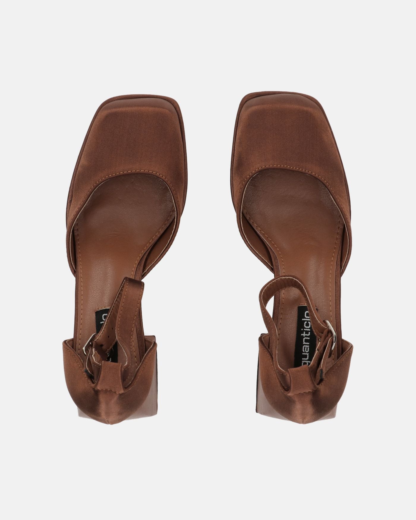 VIDA - square heel shoes in brown satin