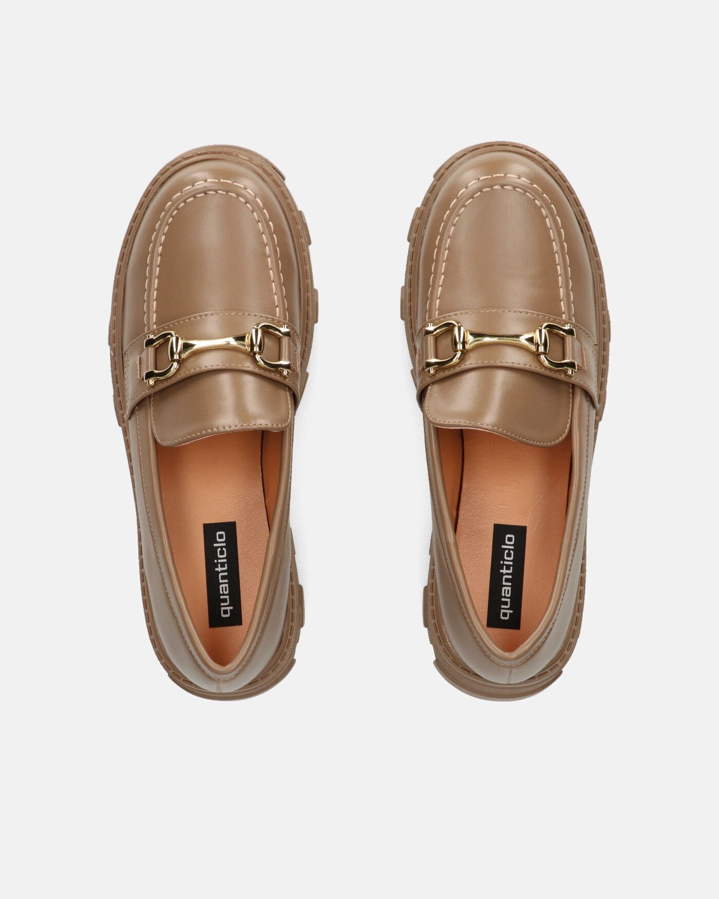 JOCASTA - brown flat shoes with golden ornament