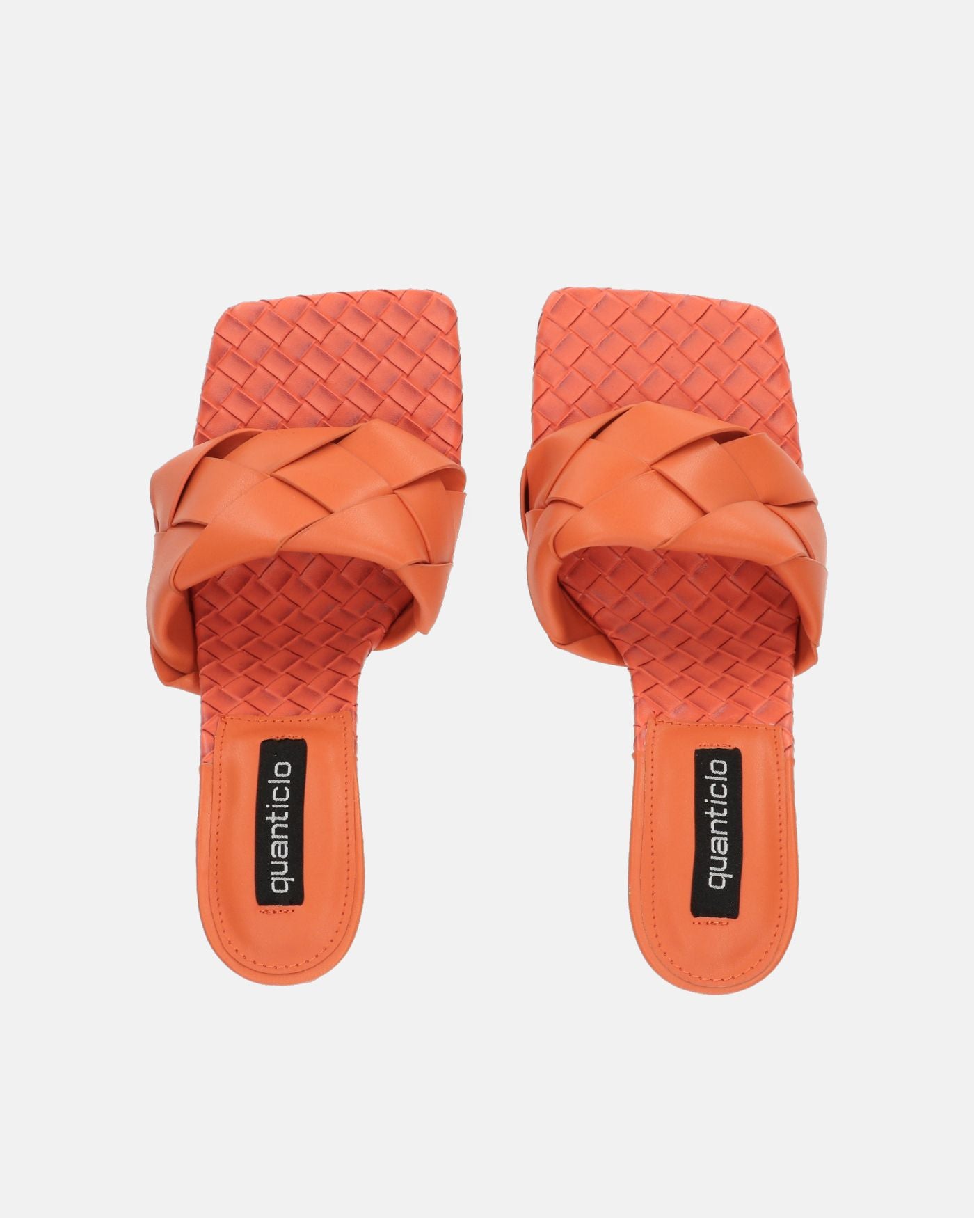 ENRICA - sandal in orange woven leather with heel