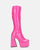 BECKA - high boots in fuchsia glassy with zip and square heel