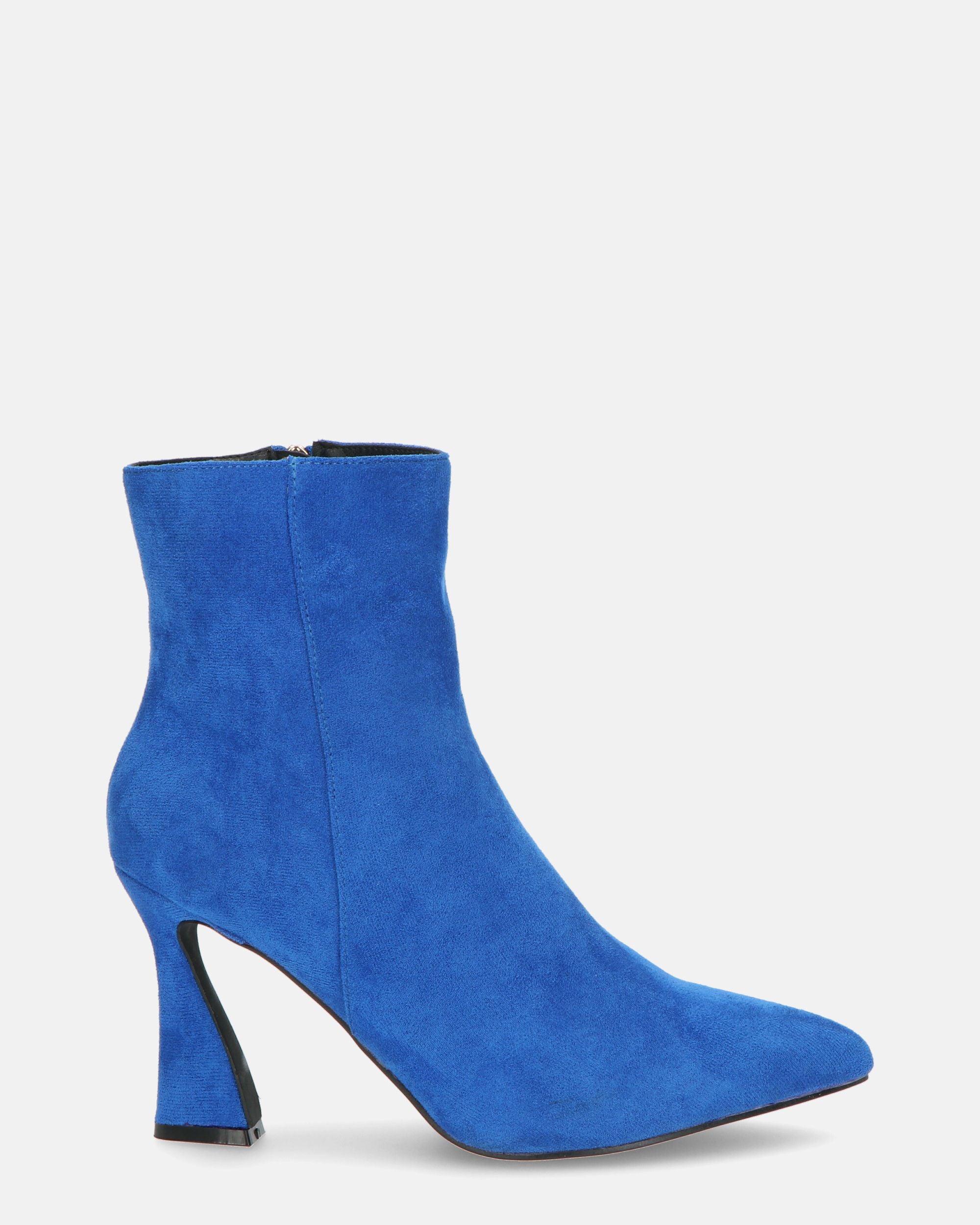 SMILLA - blue suede ankle boots with zip