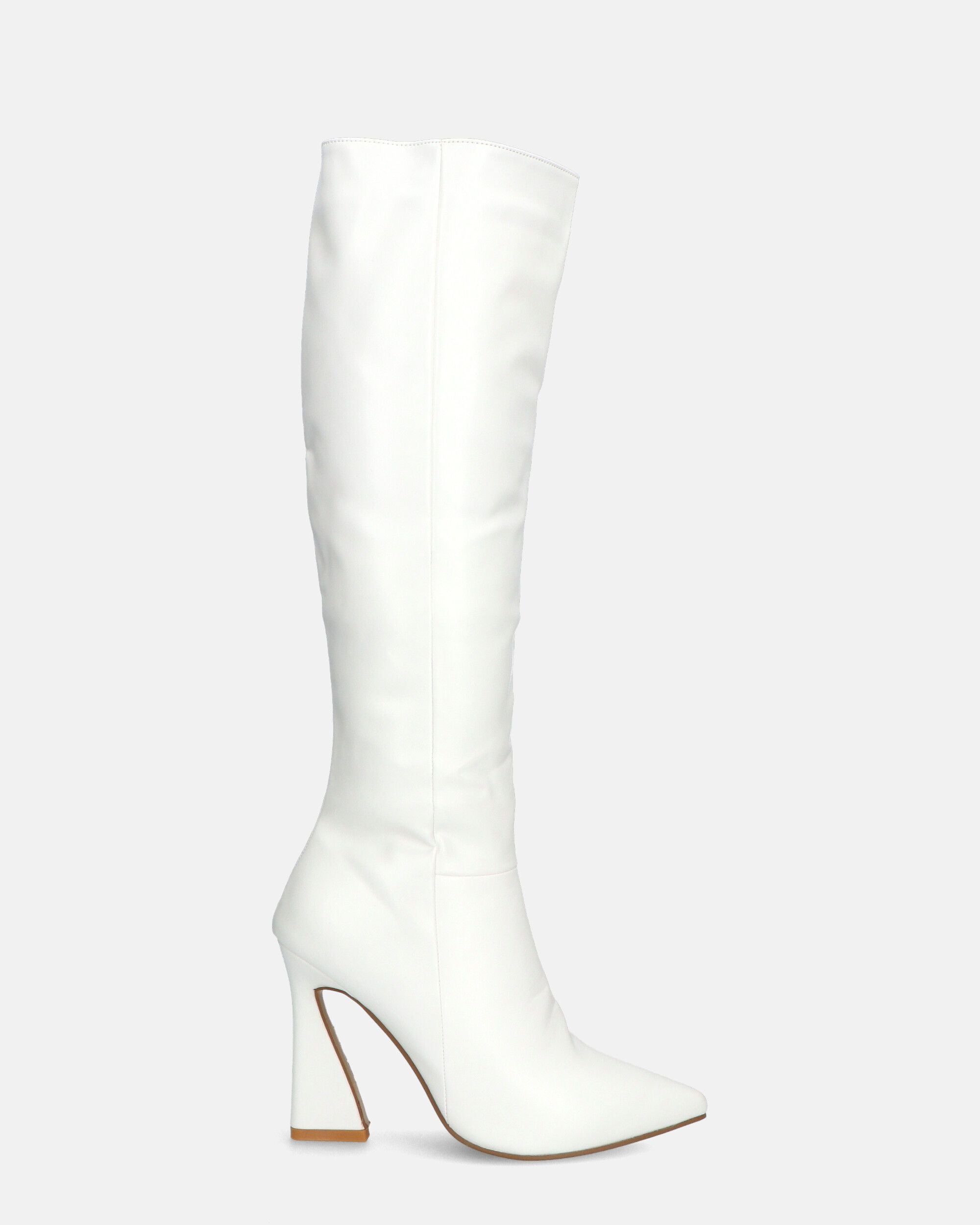 KELLY - white high boot with side zip