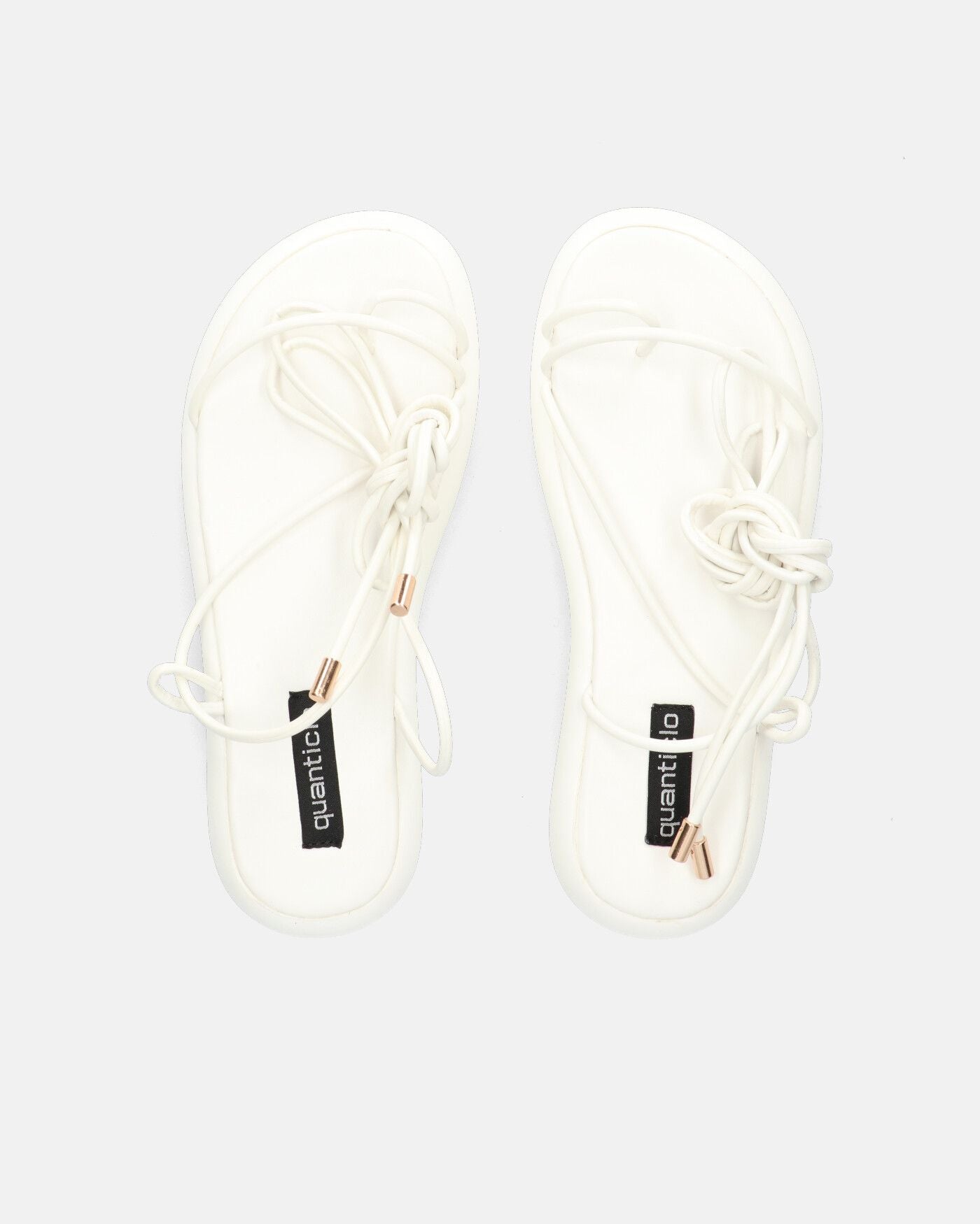 LACEY - flat white thong sandals with laces