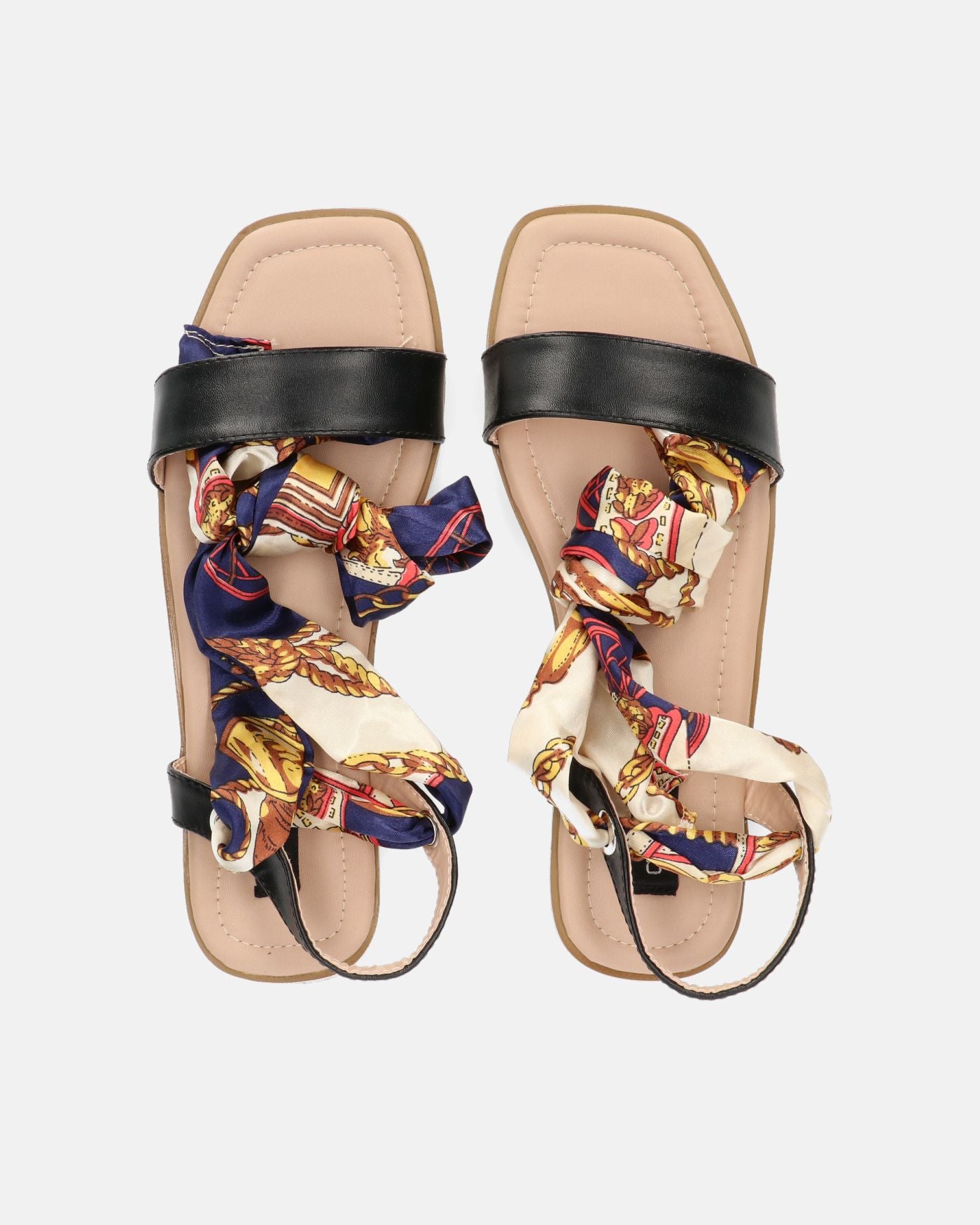 ARIANA - black sandals with foulard style laces