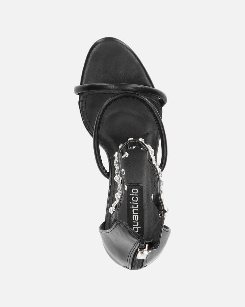 ALISIA - heeled sandals in black pu with decorations