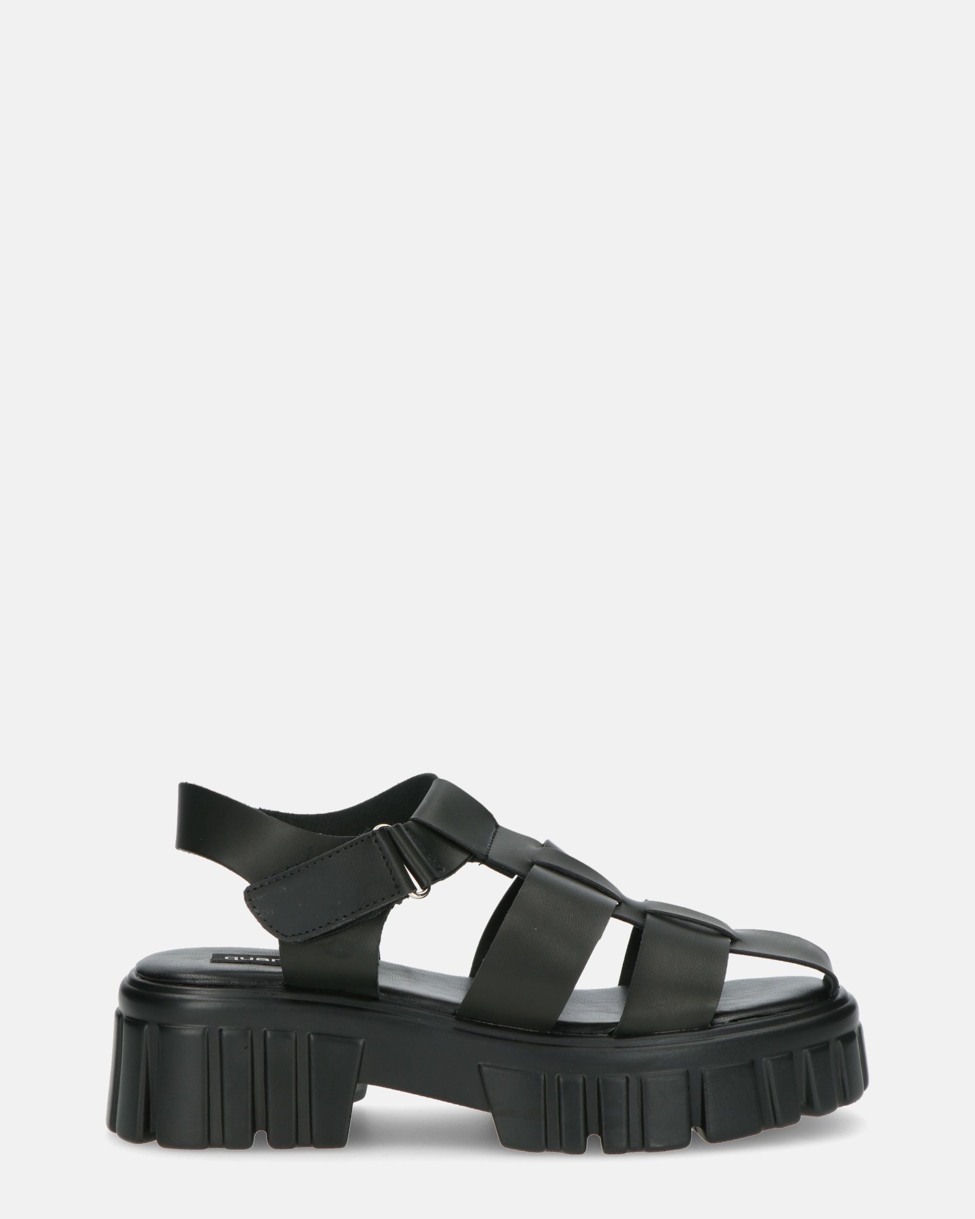 MACKENZIE - platform sandals with black eco-leather straps
