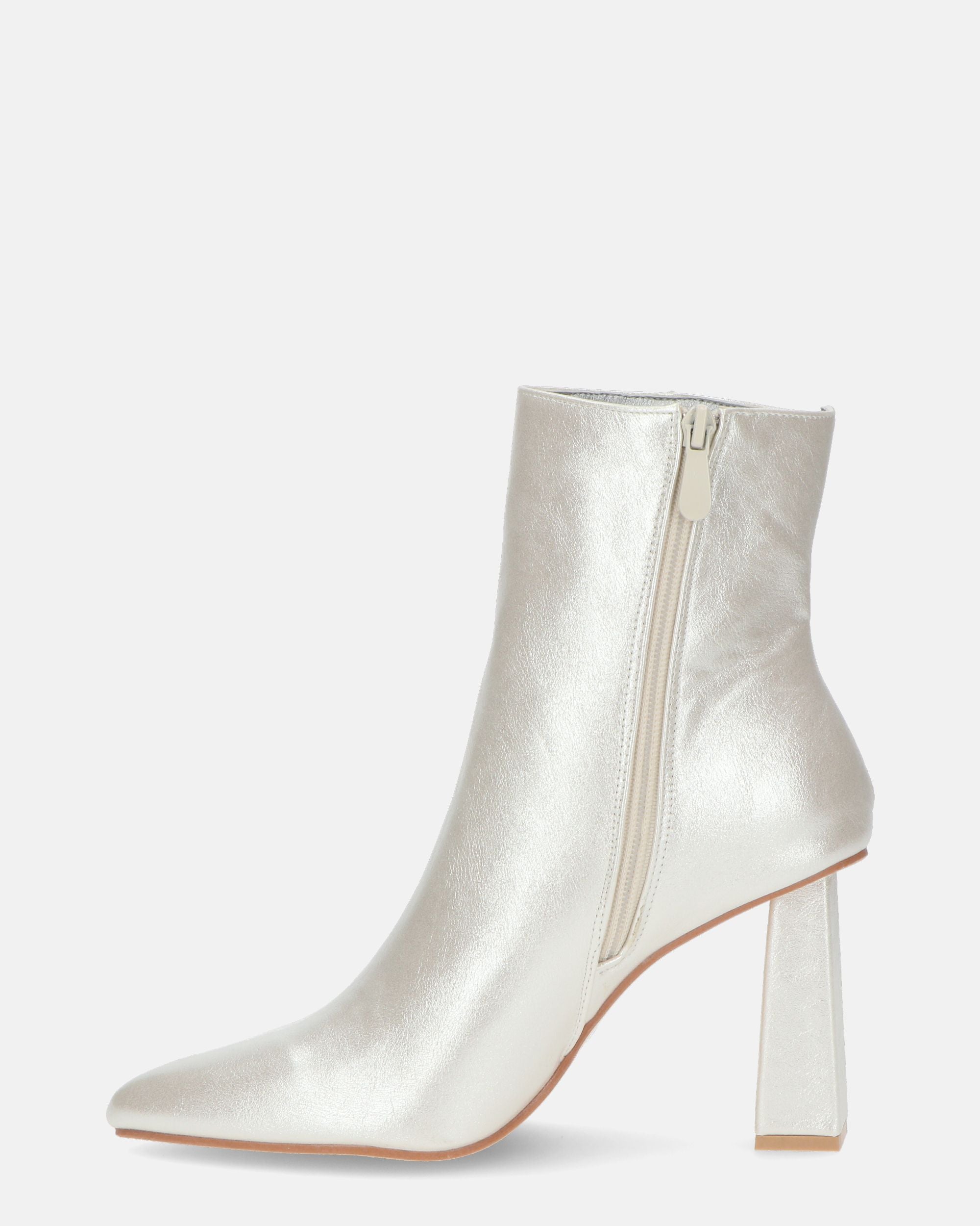 ADELAIDE - silver PU ankle boots with heel