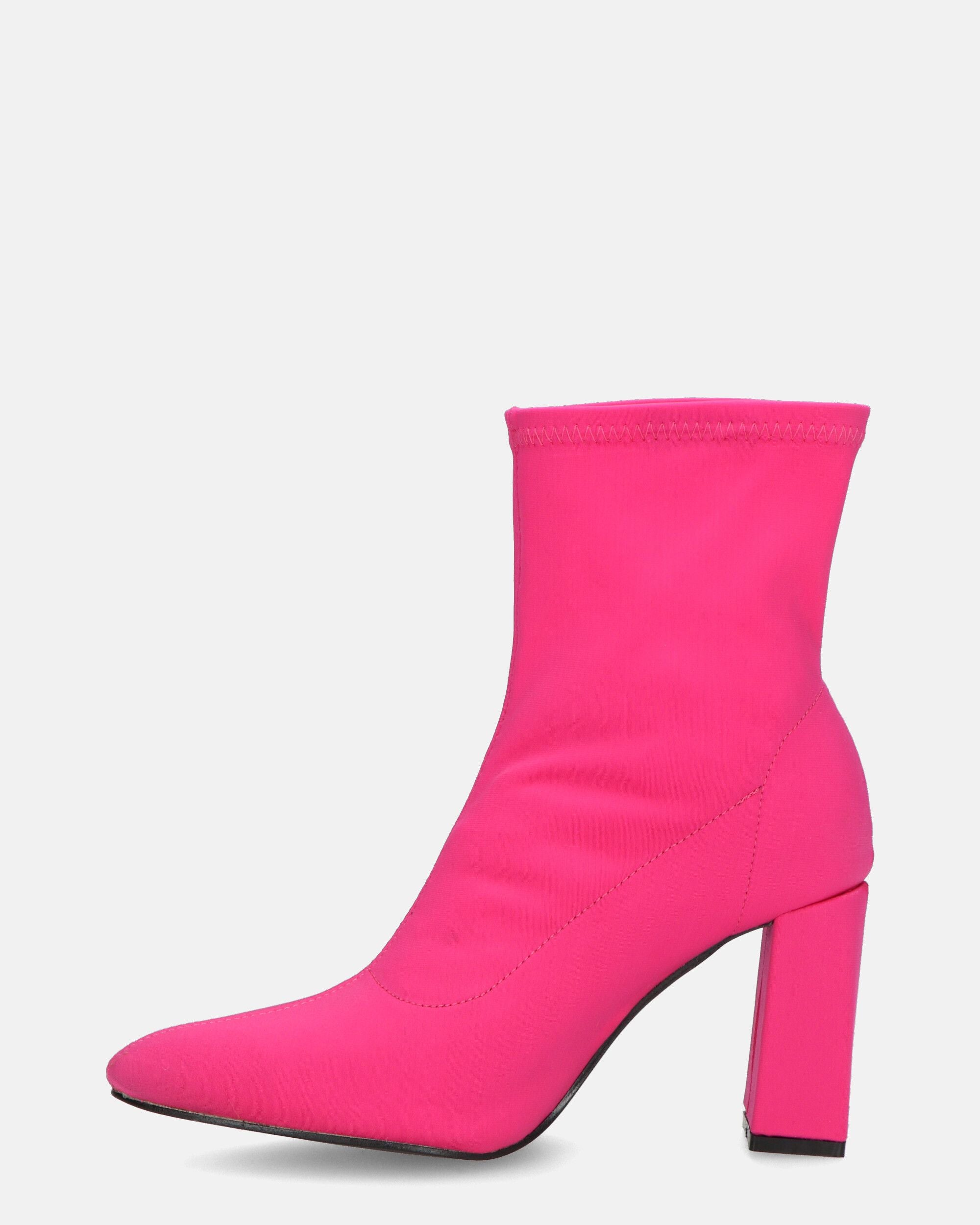 MARGOT - fucsia lycra ankle boots with heel