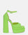 AVA - sandals with high heels in green lycra and gems in the strap