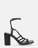 OKSANA - sandals with heel and strap in black PU