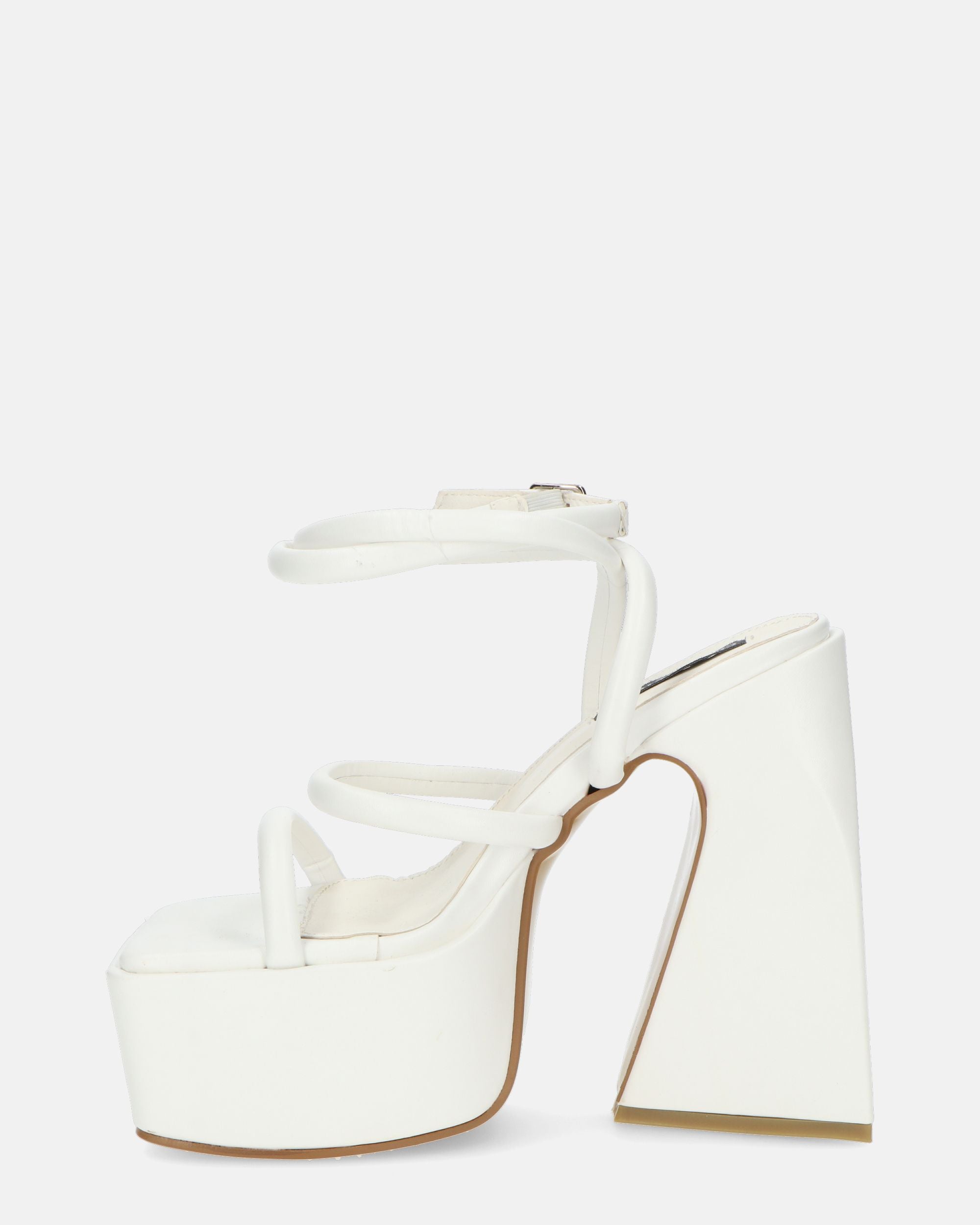 REMY - sandals with high heel and strap in white eco-leather