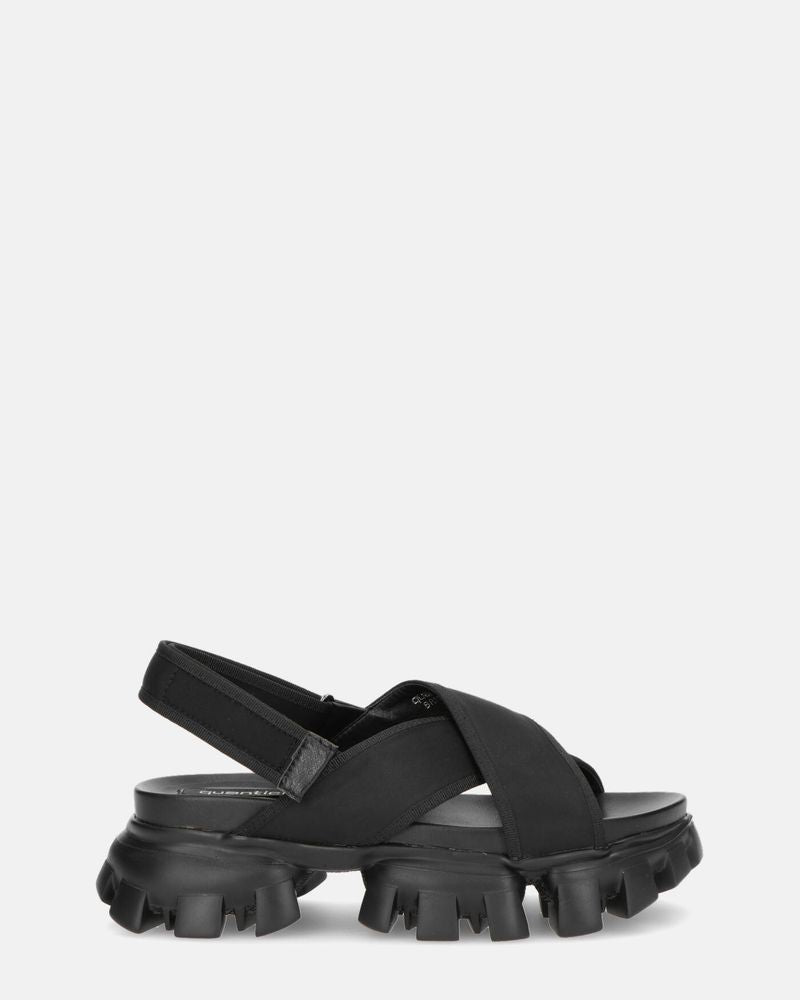 BRITNEE - black sandals with lycra strips