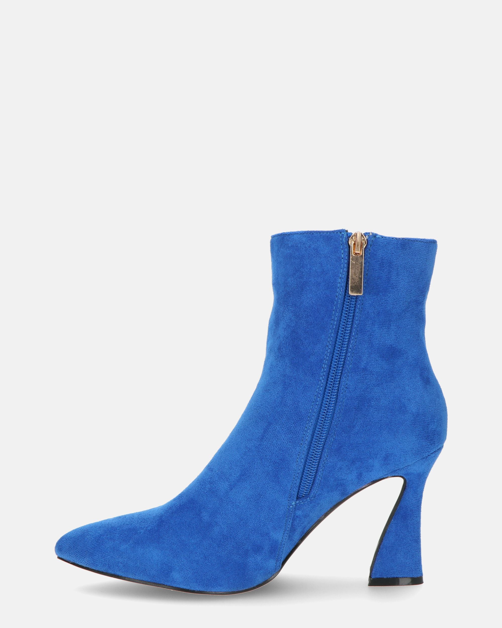 SMILLA - blue suede ankle boots with zip