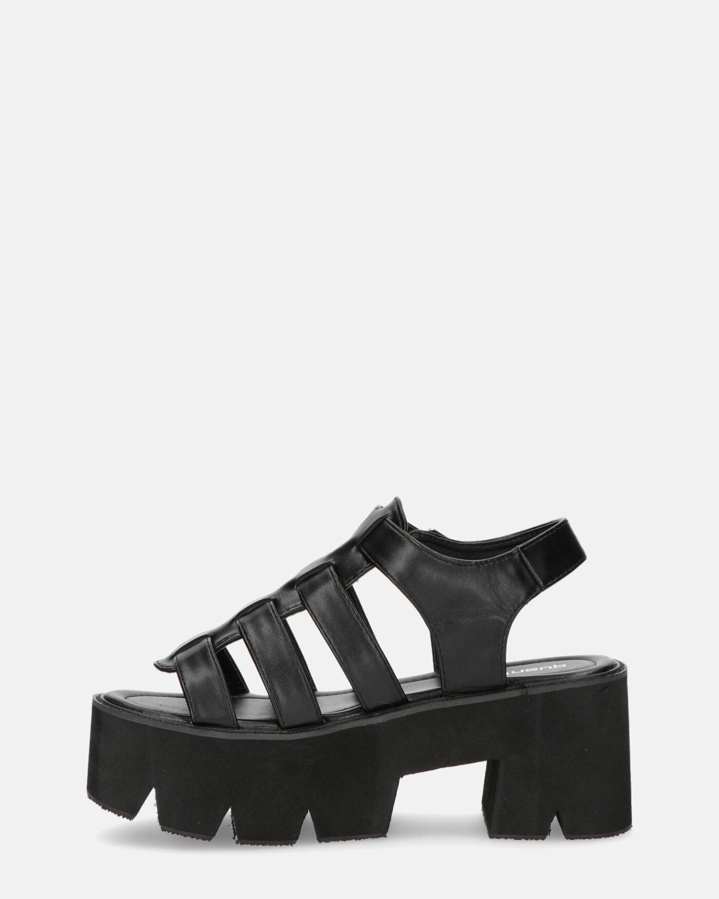 SHERLIE - platform cleated sandals in black