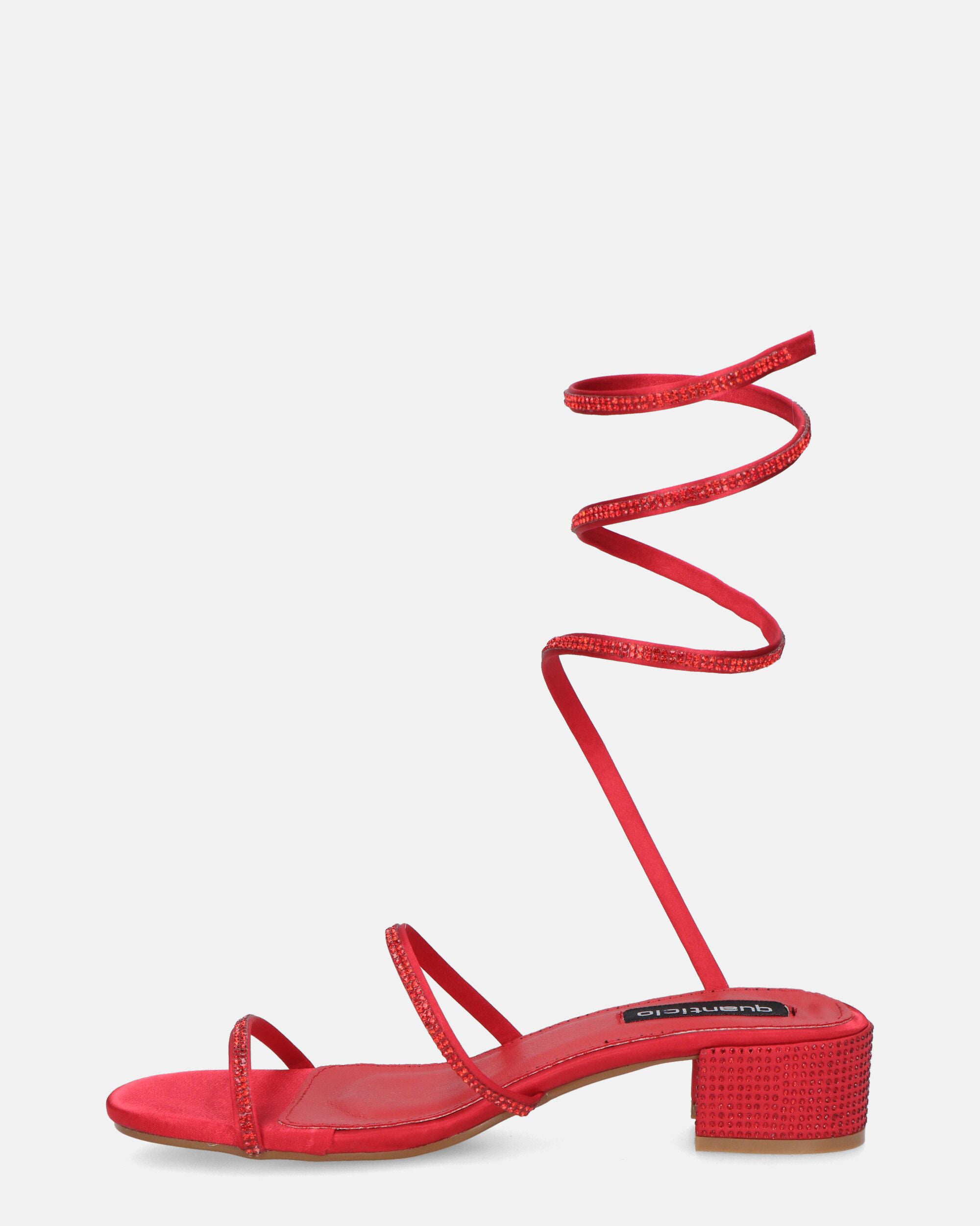 NATALIYA - flat red sandals with spiral