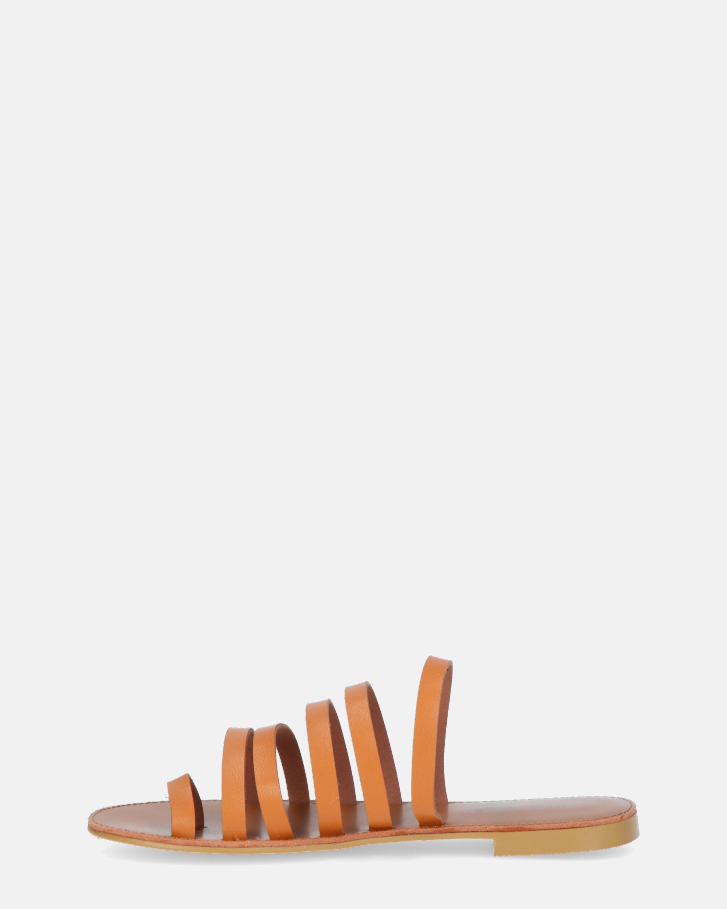 MAITI - brown multi strap sliders