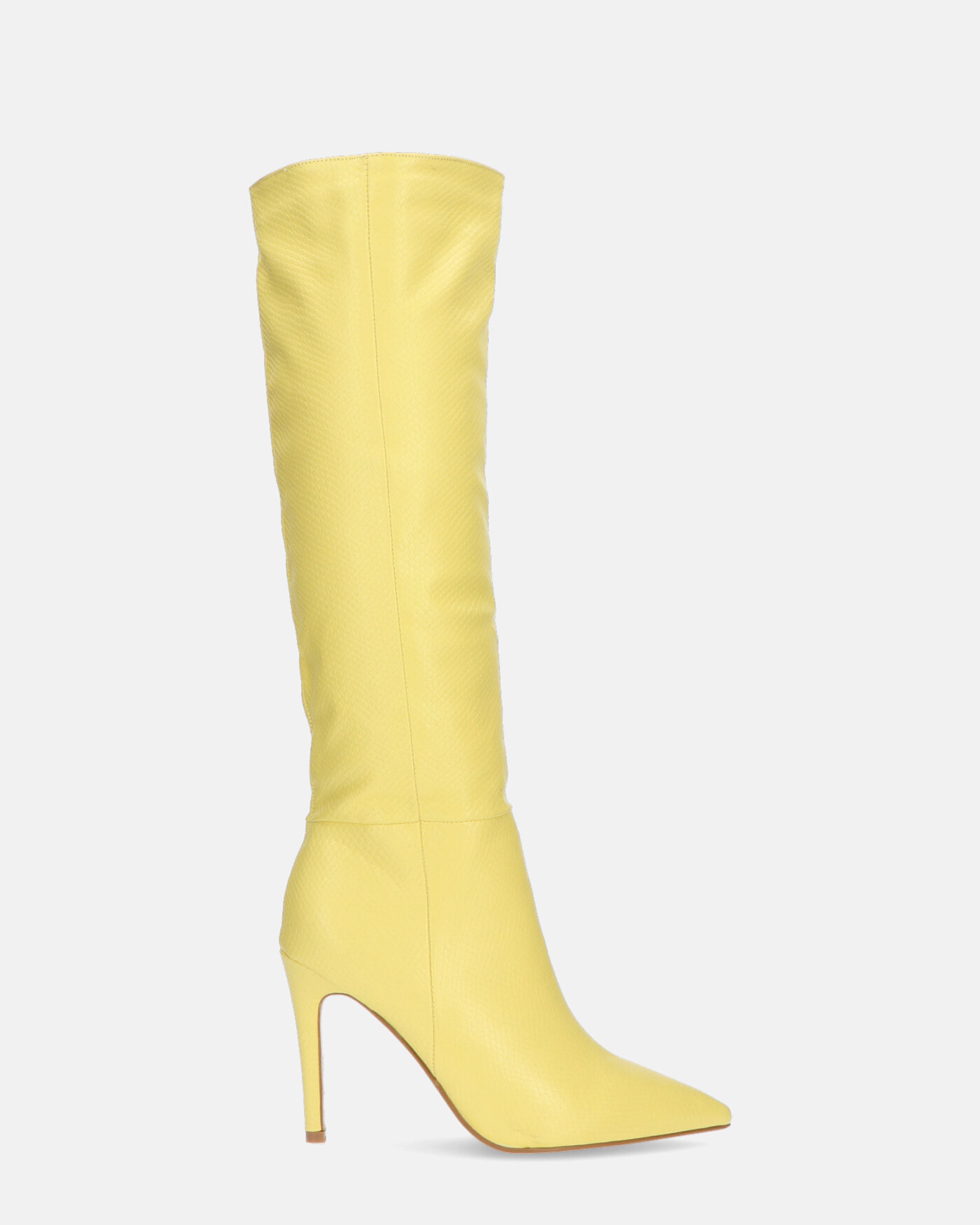 LOLY - yellow snake print heel boot