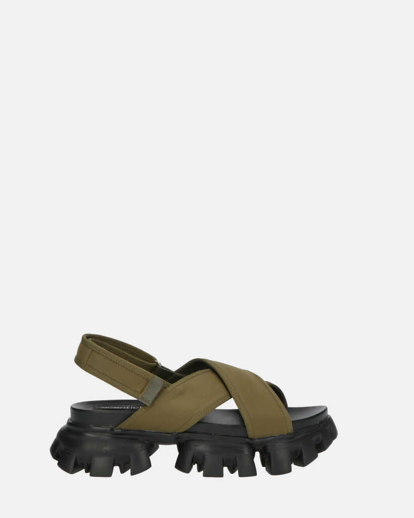 BRITNEE - khaki sandals with lycra strips