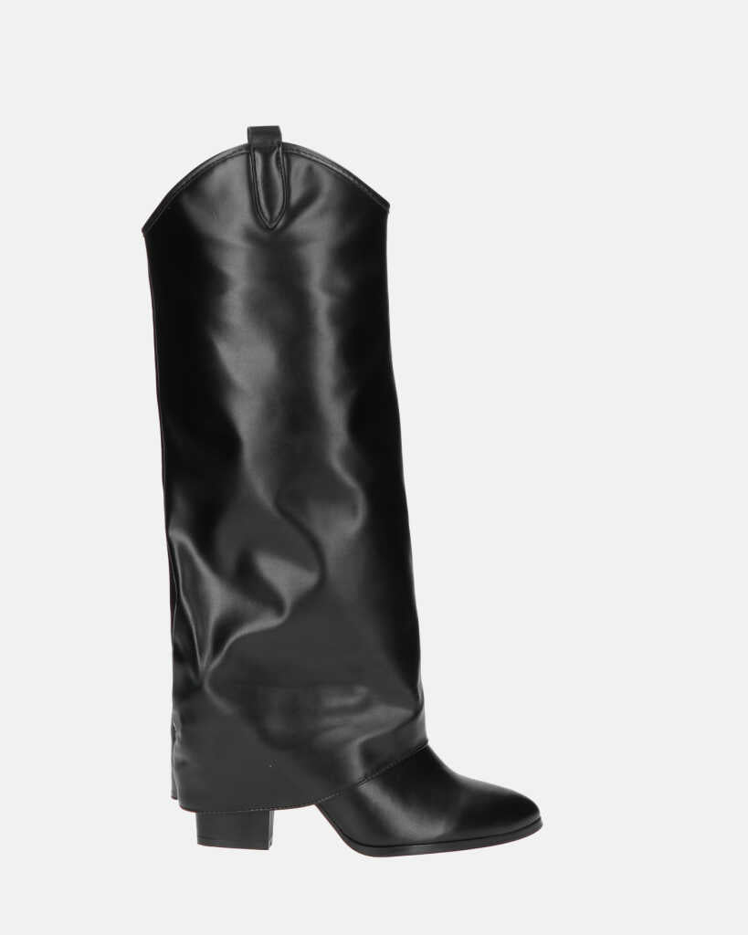 KEZIA - black high boot with turn-up