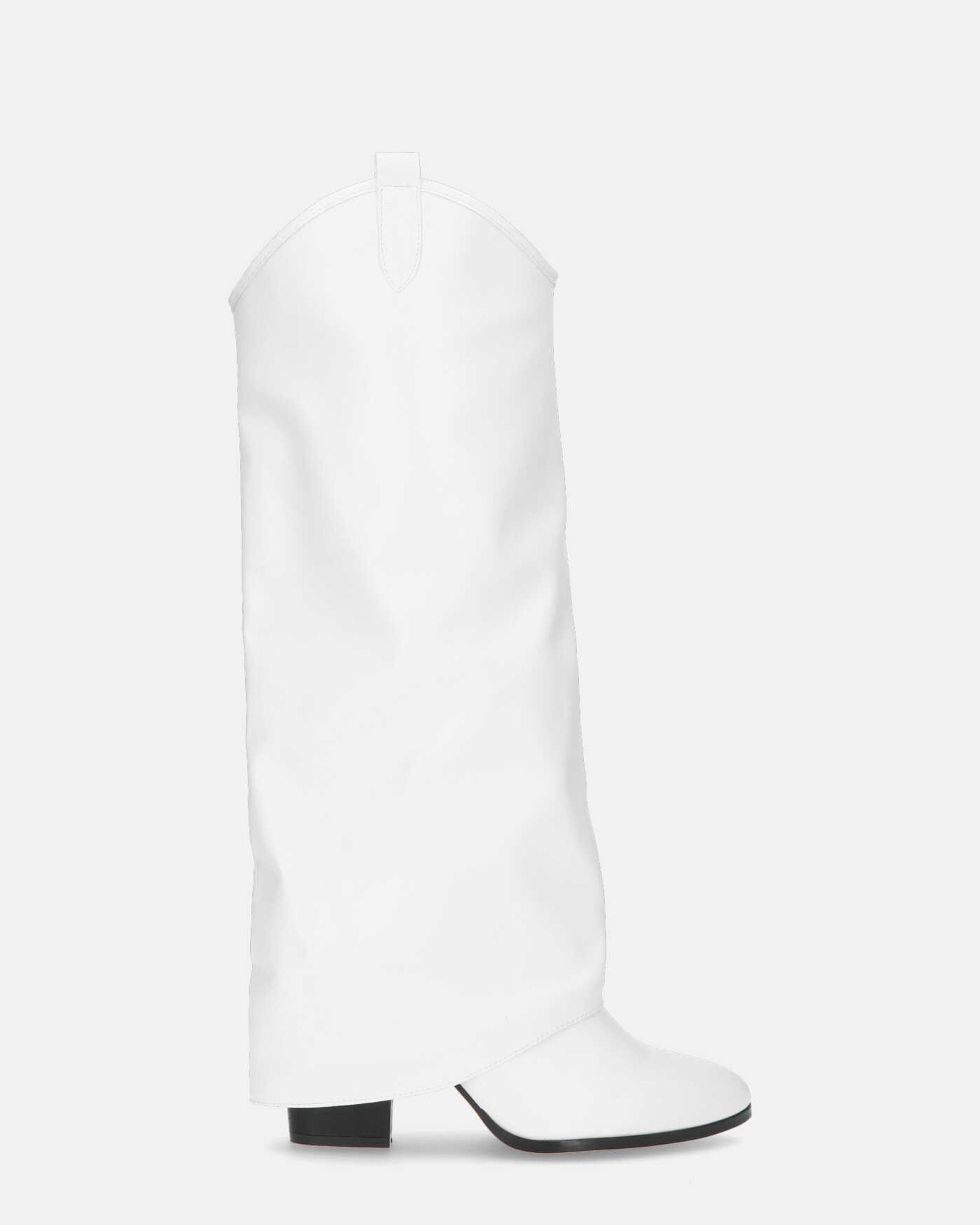 KEZIA - white high boot with turn-up